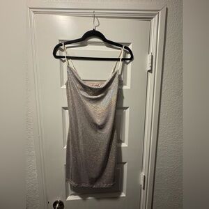 Sparkling Silver Cowl Neck Dress